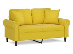 Sofá 2 lugares c/ almofadas decorativas 120 cm veludo amarelo PT359188