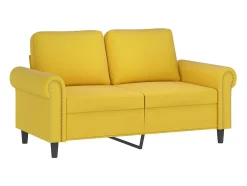 Sofá 2 lugares c/ almofadas decorativas 120 cm veludo amarelo PT359188