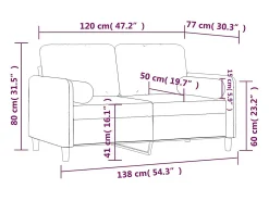 Sofá 2 lugares c/ almofadas decorativas 120 cm veludo azul