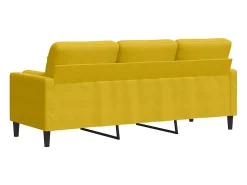 Sofá 3 lugares c/ almofadas decorativas 180 cm veludo amarelo