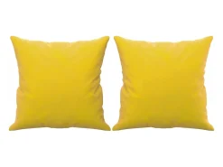 Sofá 2 lugares c/ almofadas decorativas 140 cm veludo amarelo PT847543