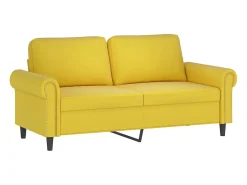 Sofá 2 lugares c/ almofadas decorativas 140 cm veludo amarelo PT847543