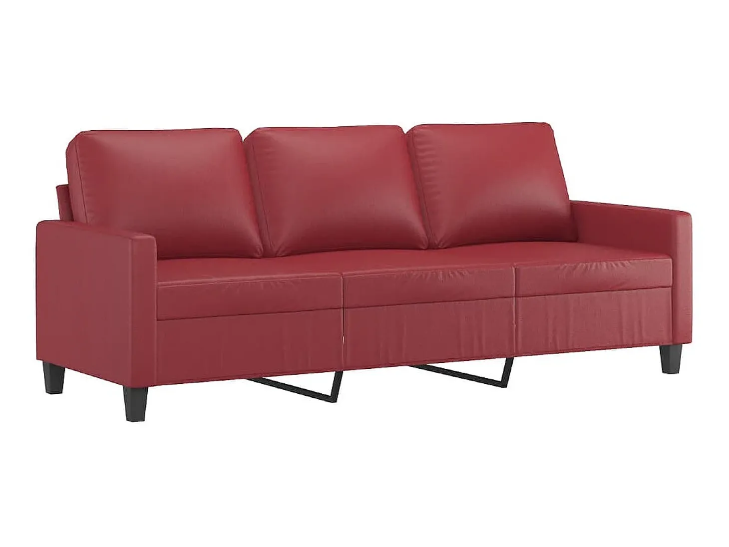Sofá 3 lugares c/ apoio pés 180 cm couro artif. vermelho tinto PT180379