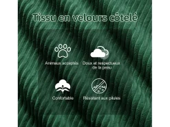 Sofá 4 lugares Canto Modular em Veludo cotelê, com 2 puffs e 4 almofadas, 382x177x69cm, Verde