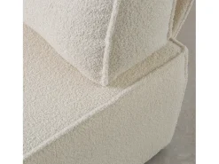 Sofá 3 lugares chaise longue estofado em bouclé e pinho Branco Neve