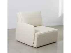Sofá 4 lugares chaise longue estofado em bouclé e pinho Branco Neve