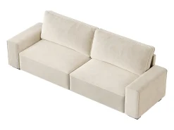 Sofá 3 lugares chenille bege - com braços largos - 220 x 83 x 88 cm