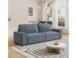 Sofá 3 lugares chenille cinza - com braços largos - 220 x 83 x 88 cm