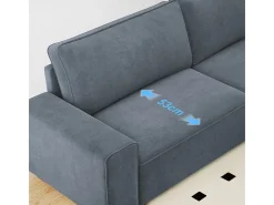 Sofá 3 lugares chenille cinza - com braços largos - 220 x 83 x 88 cm