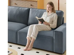 Sofá 3 lugares chenille cinza - com braços largos - 220 x 83 x 88 cm