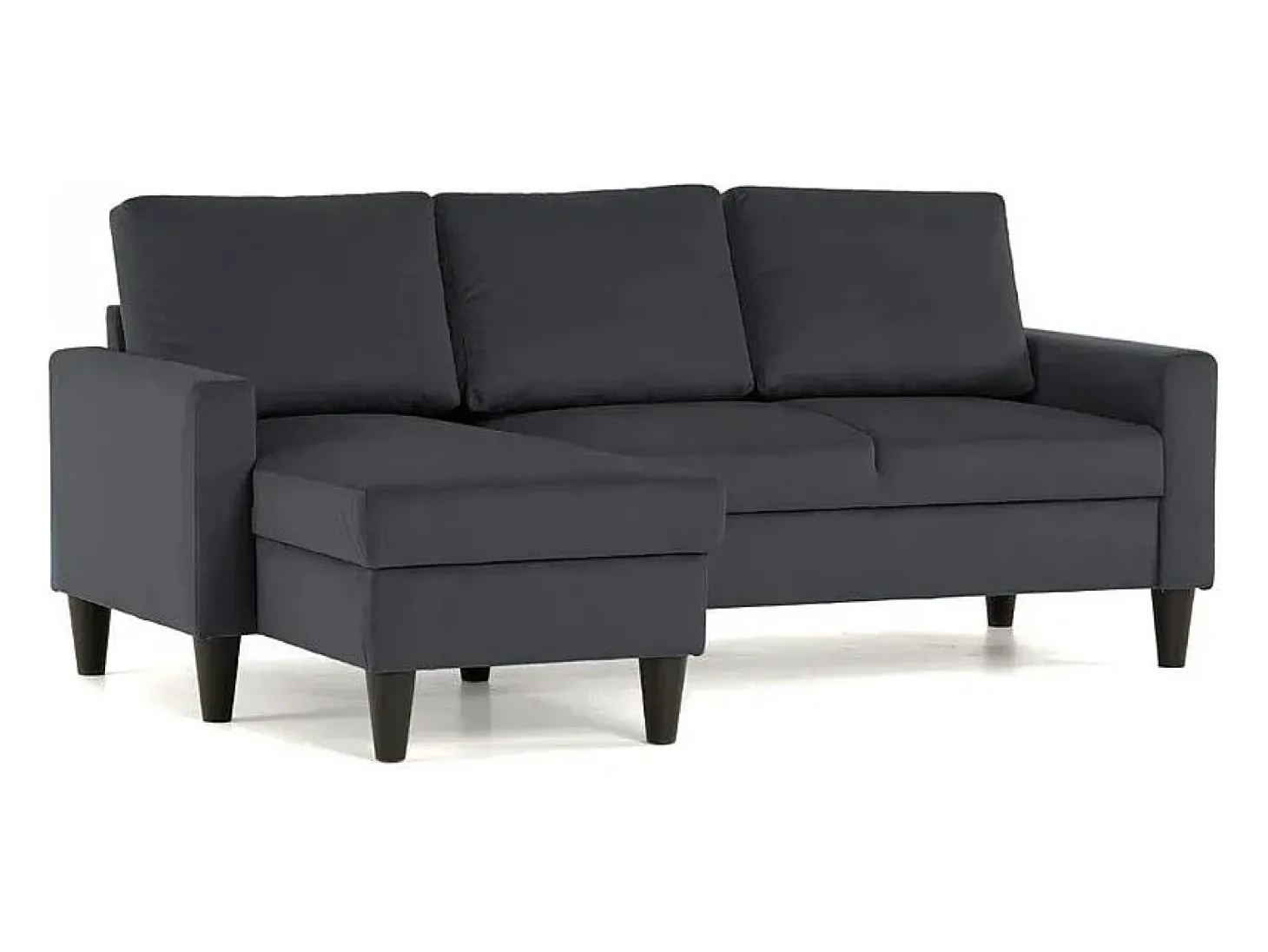 Sofá 3 lugares Cinzento Escuro avec chaise longue reversível lado direito/esquerdoche (226 x 140 x 85 cm) - FOX