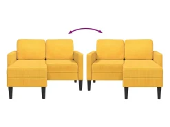 Sofá 2 lugares com Chaise em L 125 cm linho amarelo-claro