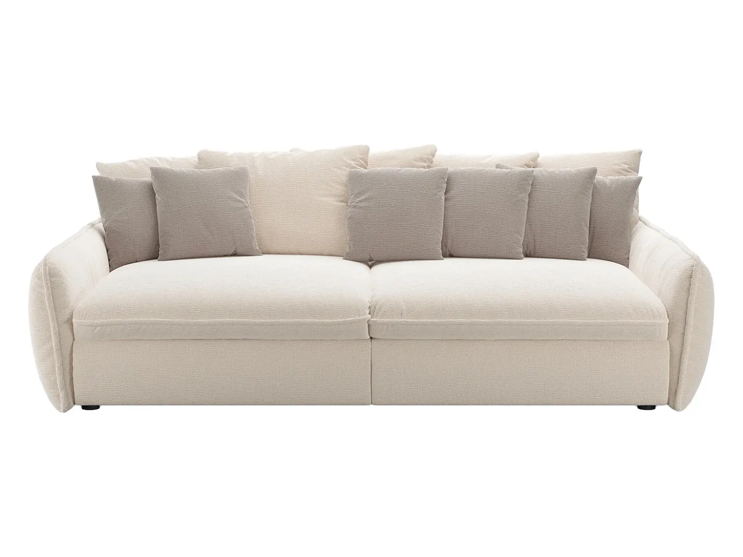 Sofá 4 lugares com conforto e assento profundo em tecido chenille bege GIANOLA da Maison Céphy