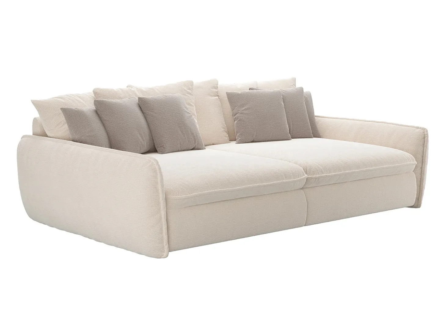 Sofá 4 lugares com conforto e assento profundo em tecido chenille bege GIANOLA da Maison Céphy