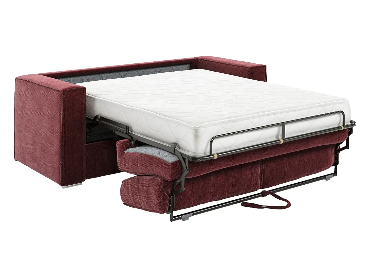 Sofá 4 lugares conversível abertura rápida tecido chenille bordô área de dormir 160cm - 18cm LORETO