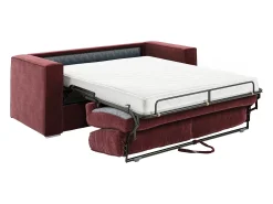 Sofá 4 lugares conversível abertura rápida em tecido chenille bordeaux cama 160cm - 14cm LORETO