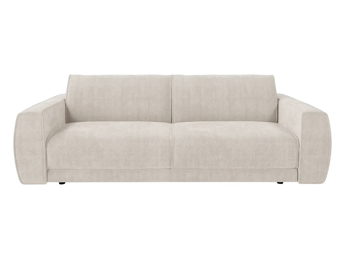 Sofá 4 lugares conversível expresso em tecido chenille bege 160 cm colchão 13 cm VOMERA