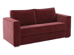 Sofá 4 lugares conversível rápido em tecido chenille bordeaux ripas largas -22cm LORETO