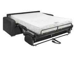 Sofá 3 lugares convert. abert. rápida veludo canelado cinza 140cm e 22cm CALITO