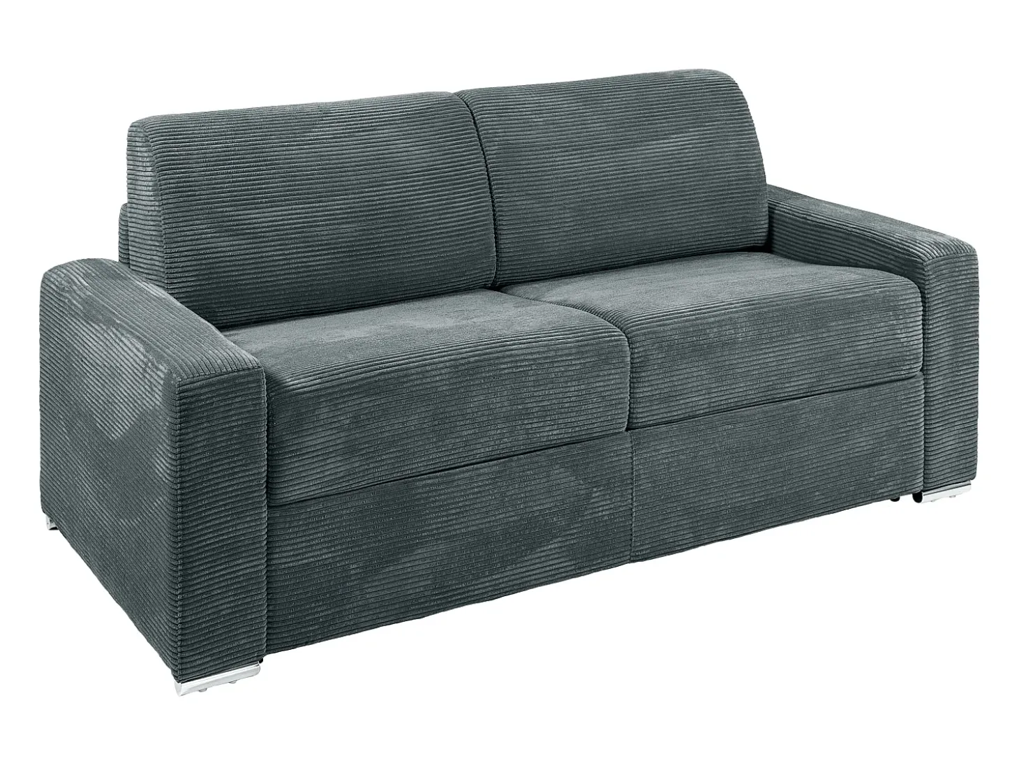 Sofá 3 lugares convert. abert. rápida veludo canelado cinza 140cm e 22cm CALITO