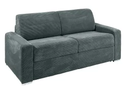 Sofá 3 lugares convert. abert. rápida veludo canelado cinza 140cm e 18cm CALITO