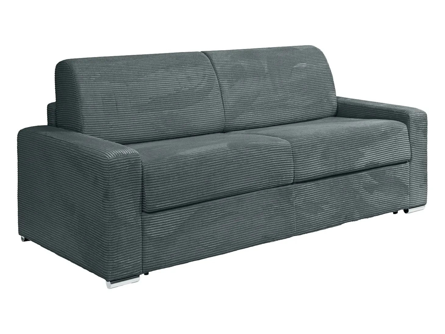 Sofá 4 lugares convert. abert. rápida veludo canelado cinza 160cm e 14cm CALITO