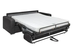Sofá 3 lugares convert. abert. rápida veludo canelado cinza 140cm e 14cm CALITO