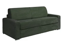 Sofá 4 lugares convert. abert. rápida veludo canelado verde 160 cm e colchão 22 cm CALITO