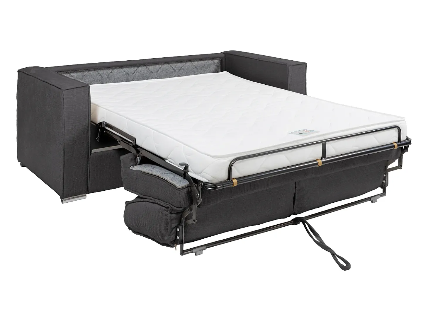 Sofá 3 lugares convert. Abert. rápida tecido chenille bege, cama 140 cm e 14 cm LORETO