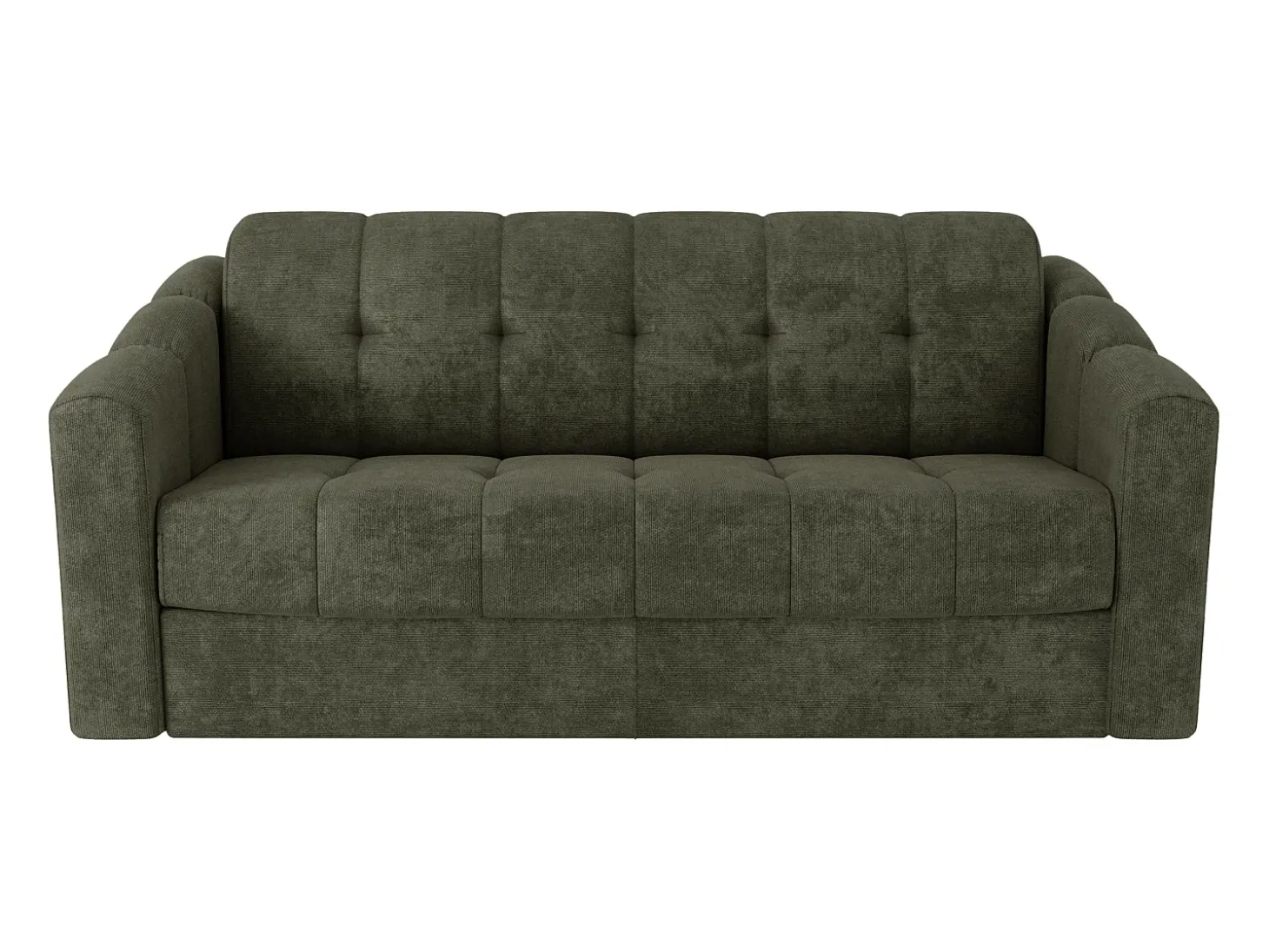 Sofá 3 lugares convertível abertura rápida tecido texturizado verde caqui 140 cm Colchão 14 cm DARIELO