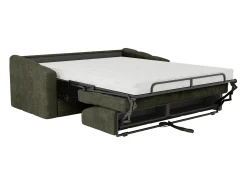 Sofá 3 lugares convertível abertura rápida tecido texturizado verde caqui 140 cm Colchão 14 cm DARIELO