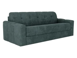 Sofá 4 lugares convertível abertura rápida tecido azul ripas largas 160 cm Colchão 22 cm DARIELO