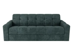 Sofá 4 lugares convertível abertura rápida tecido azul ripas largas 160 cm Colchão 22 cm DARIELO