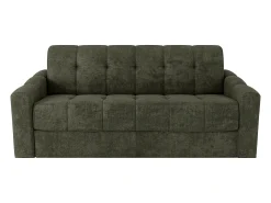 Sofá 3 lugares convertível abertura rápida tecido texturizado verde caqui 140 cm Colchão 22 cm DARIELO