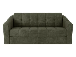 Sofá 3 lugares convertível abertura rápida tecido texturizado verde caqui 140 cm Colchão 18 cm DARIELO