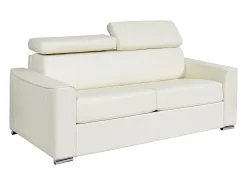 Sofá 3 lugares convertível abertura rápida pele branca, cama 140 cm e colchão 14 cm VIZIR