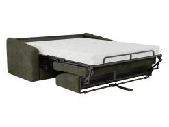 Sofá 4 lugares convertível abertura rápida tecido texturizado verde caqui 160 cm Colchão 18 cm DARIELO