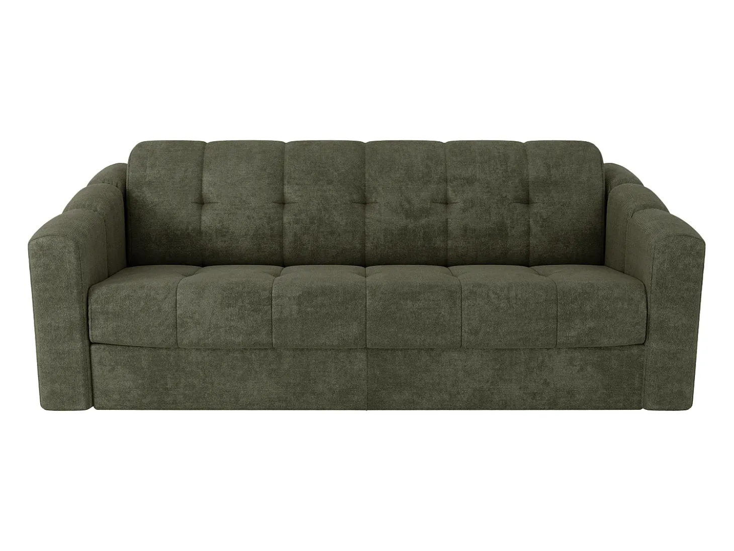 Sofá 4 lugares convertível abertura rápida tecido texturizado verde caqui 160 cm Colchão 18 cm DARIELO