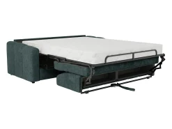 Sofá 4 lugares convertível abertura rápida tecido texturizado azul pato 160 cm Colchão 22 cm DARIELO