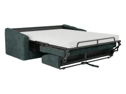 Sofá 3 lugares convertível abertura rápida tecido bege ripas largas 140 cm Colchão 14 cm DARIELO