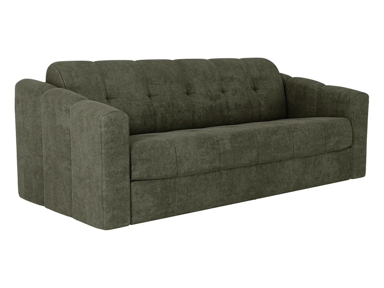 Sofá 4 lugares convertível abertura rápida tecido texturizado verde caqui 160 cm Colchão 14 cm DARIELO
