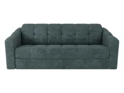 Sofá 4 lugares convertível abertura rápida tecido azul ripas largas 160 cm Colchão 18 cm DARIELO
