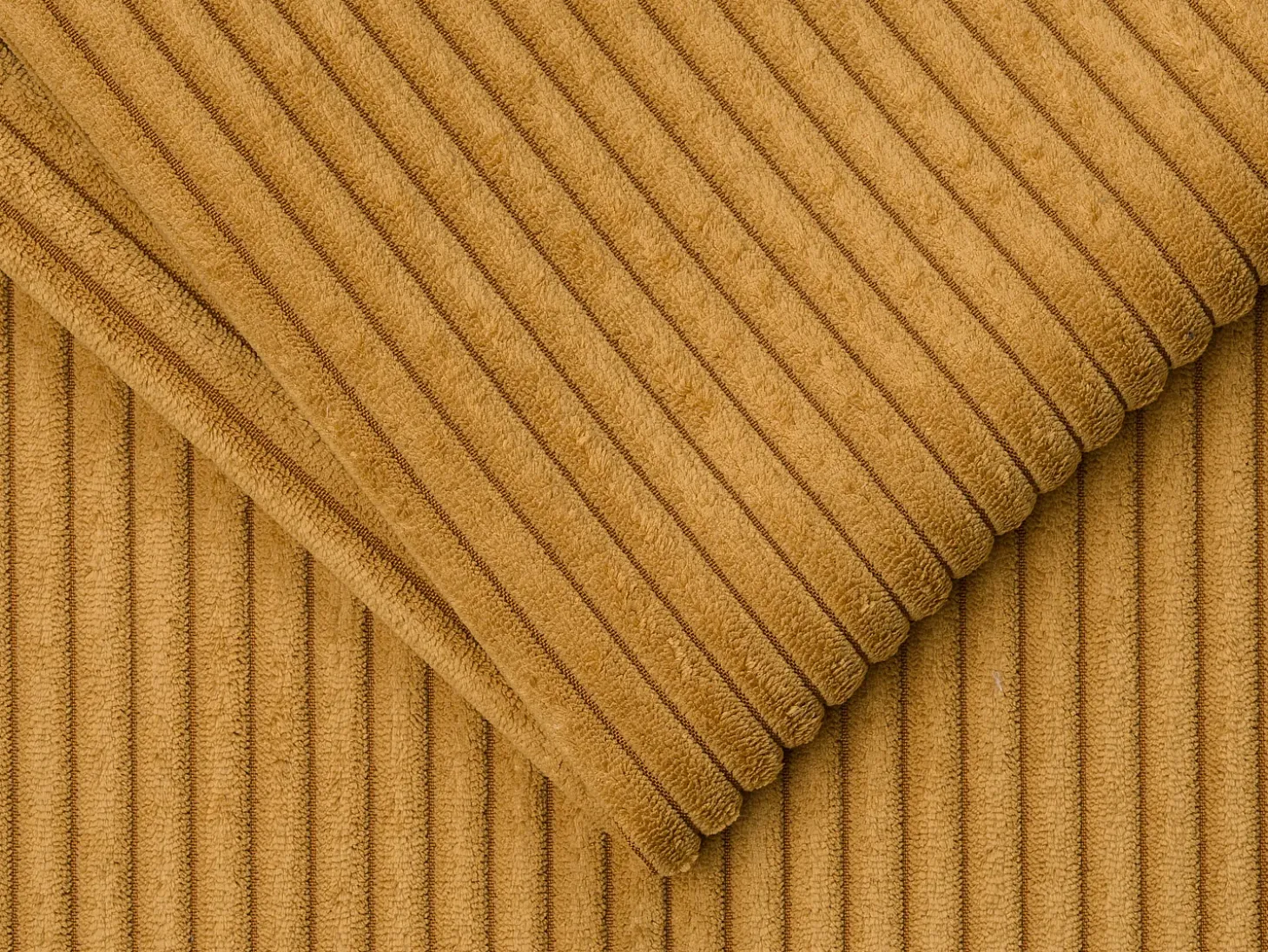 Sofá 3 lugares convertível abertura rápida veludo canelado amarelo mostarda 140cm e 14cm