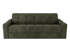 Sofá 4 lugares convertível abertura rápida tecido verde caqui ripas largas 160 cm - 22 cm DARIELO