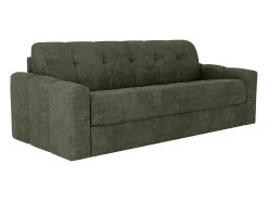 Sofá 4 lugares convertível abertura rápida tecido texturizado verde caqui 160 cm Colchão 22 cm DARIELO