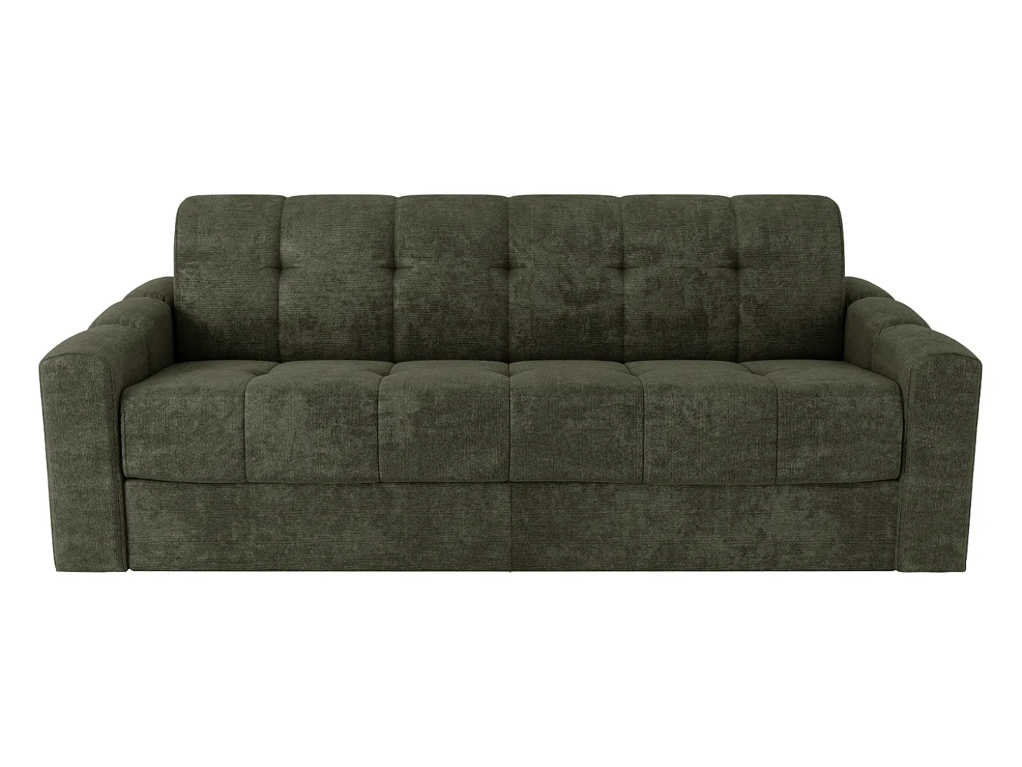 Sofá 4 lugares convertível abertura rápida tecido texturizado verde caqui 160 cm Colchão 22 cm DARIELO