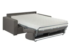 Sofá 4 lugares convertível de abertura rápida em tecido antracite + colchão 22 cm - CALITO