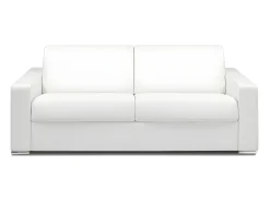 Sofá 4 lugares convertível de abertura rápida em pele sintética branco + colchão 22 cm - CALITO