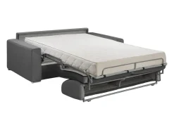 Sofá 4 lugares convertível de abertura rápida em veludo antracite + colchão 18 cm - CALITO