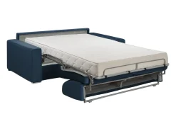 Sofá 3 lugares convertível de abertura rápida em veludo azul - Colchão de 16 cm - CALITO